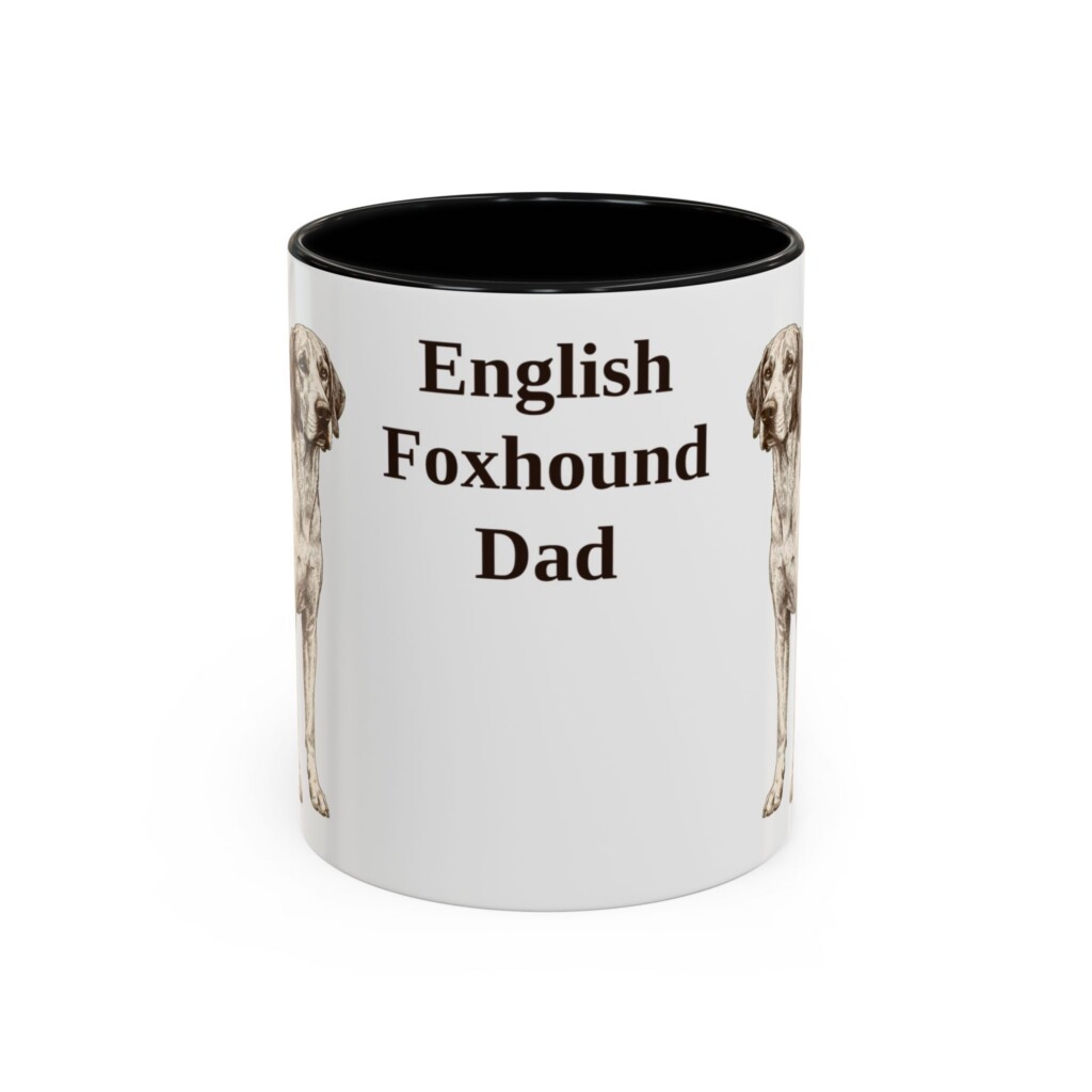 11oz English Foxhound Dog Dad Mug, Vintage Sketch Coffee Mug, Dog Dad Gift
