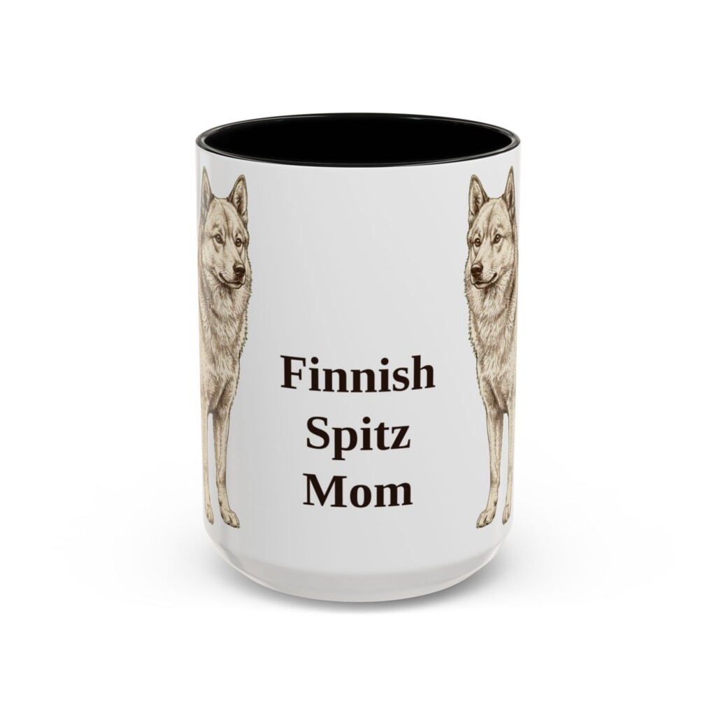 15oz Finnish Spitz Dog Mom Mug, Vintage Sketch Coffee Mug, Dog Mom Gift