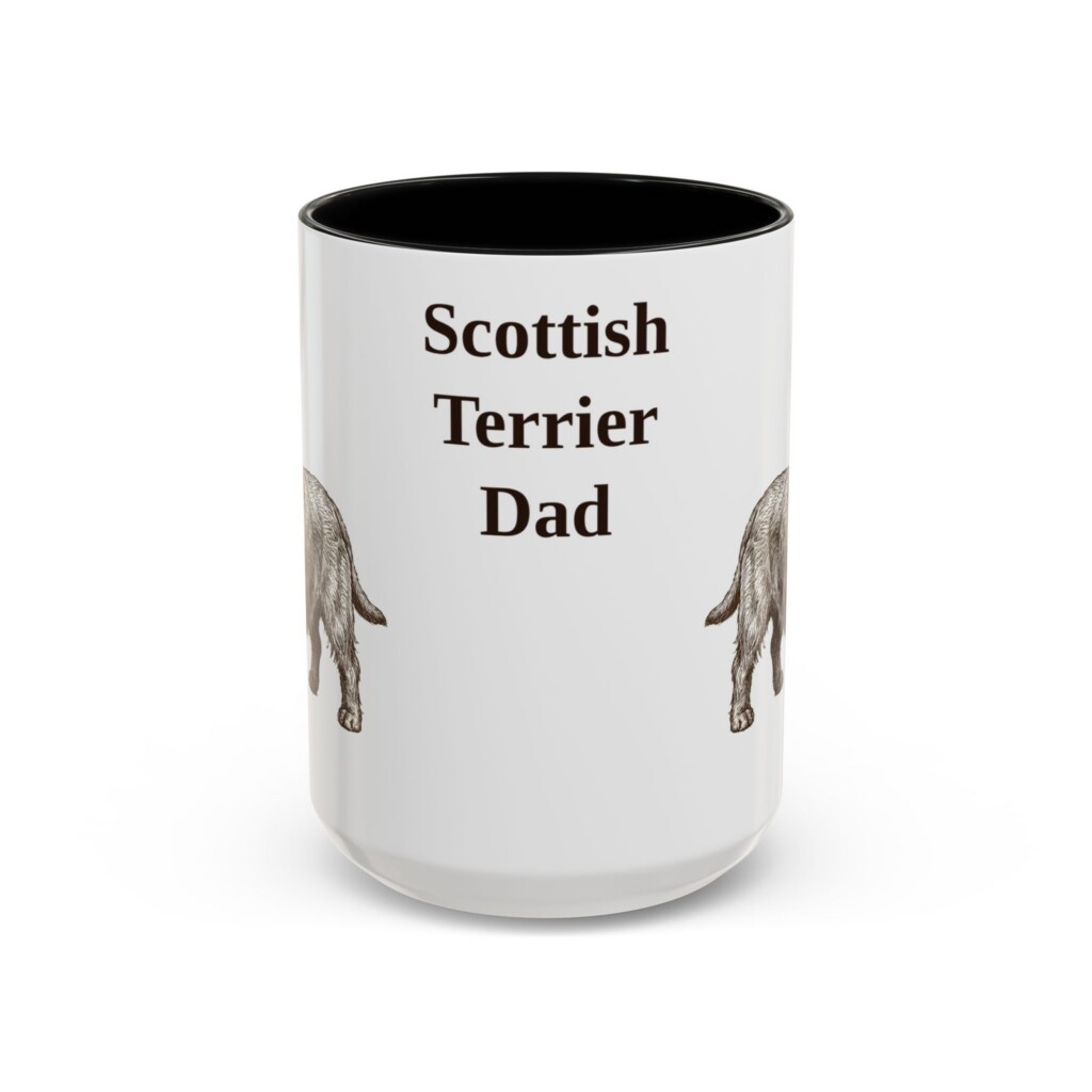 15oz Scottish Terrier Dog Dad Mug, Vintage Sketch Coffee Mug, Dog Dad Gift
