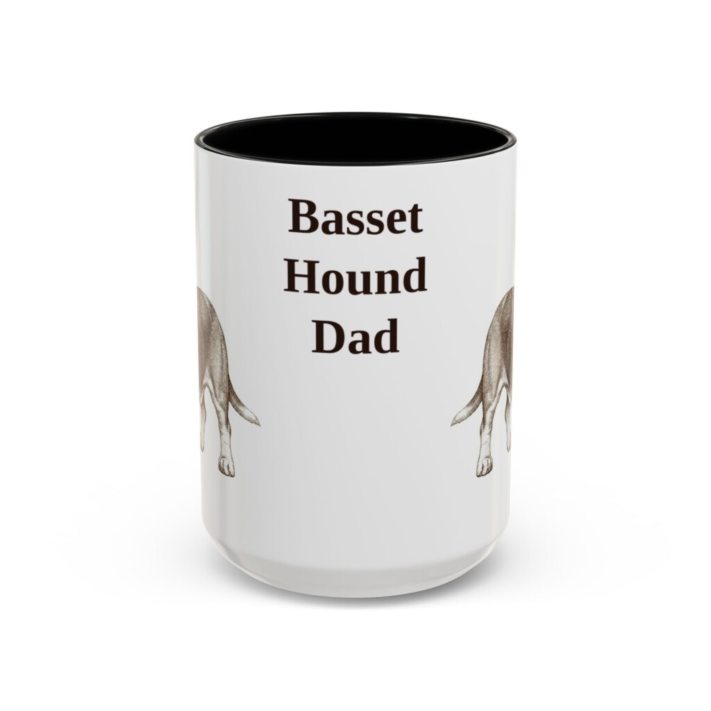 11230029898591303793_2048.jpeg 15oz Basset Hound Dog Dad Mug, Vintage Sketch Coffee Mug, Dog Dad Gift