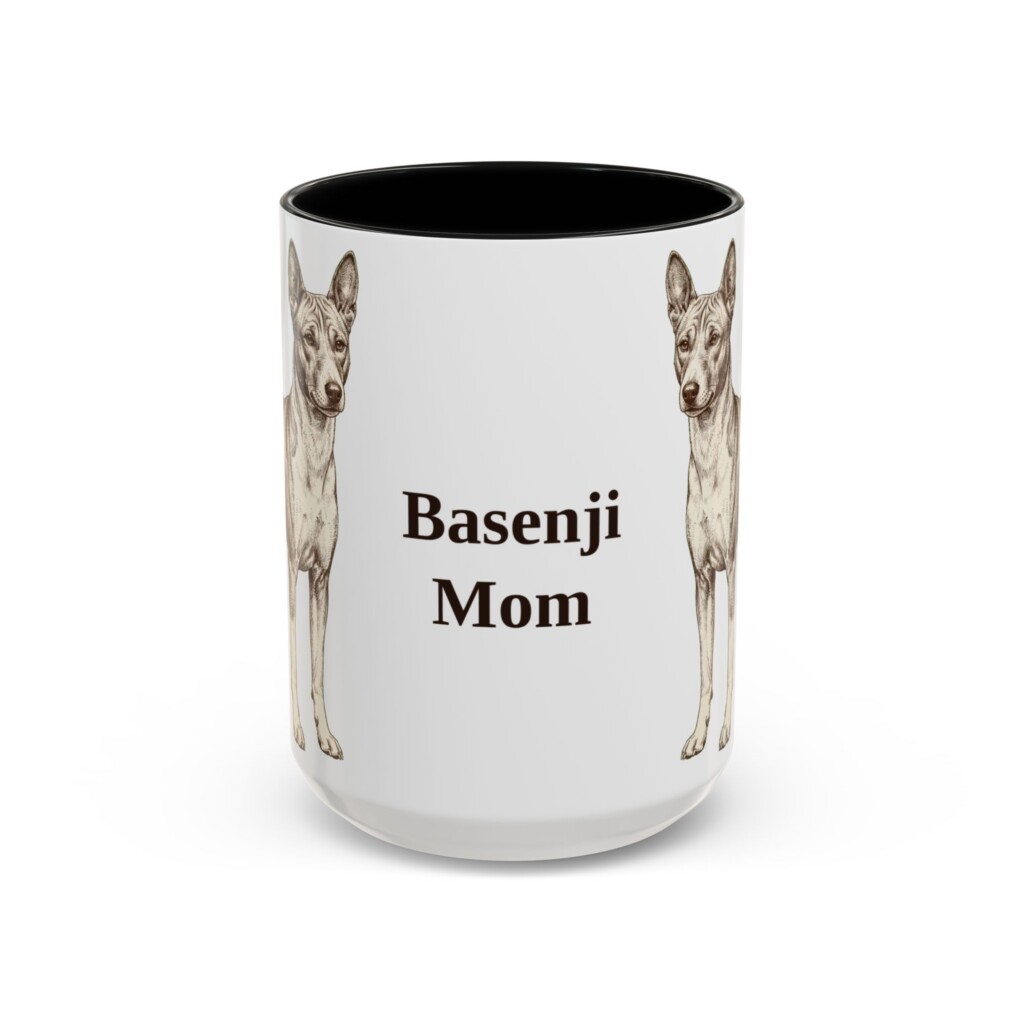 15oz Basenji Dog Mom Mug, Vintage Sketch Coffee Mug, Dog Mom Gift