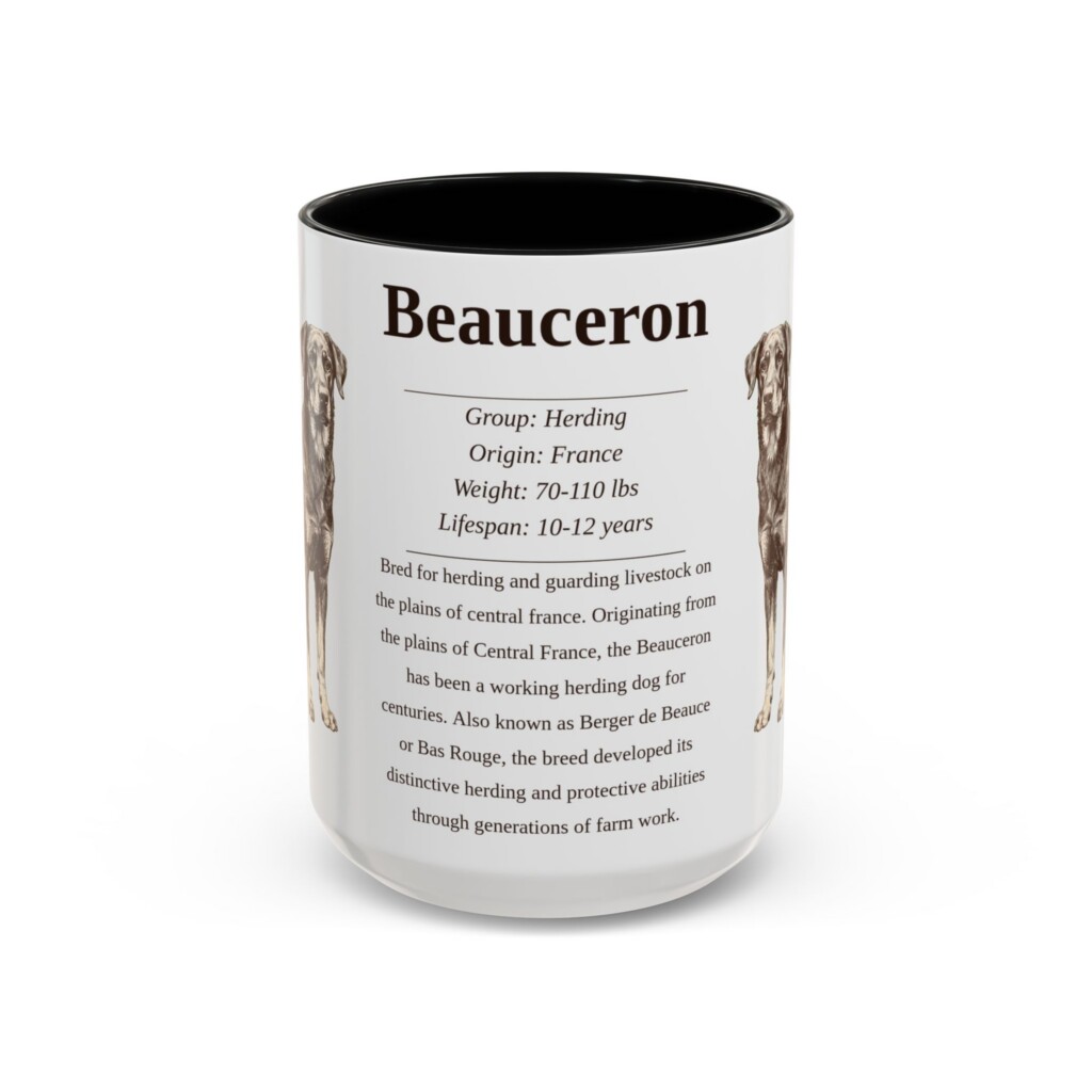 11251639116268133491_2048.jpeg 15oz Beauceron Mug, Illustrated Dog Breed Facts Coffee Mug, Vintage Dog Keepsake Gift
