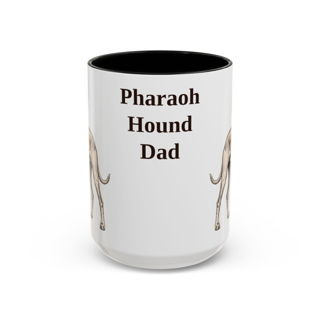 15oz Pharaoh Hound Dog Dad Mug, Vintage Sketch Coffee Mug, Dog Dad Gift