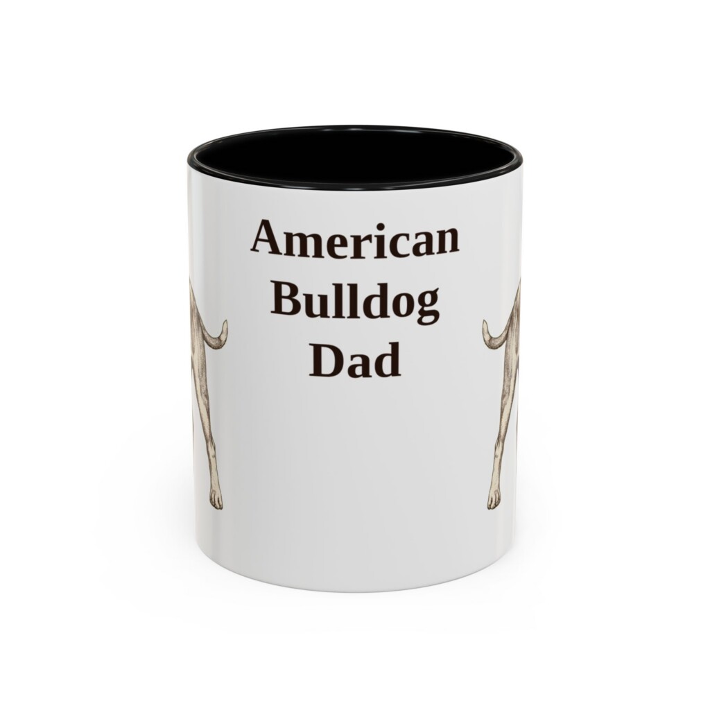 11oz American Bulldog Dog Dad Mug, Vintage Sketch Coffee Mug, Dog Dad Gift