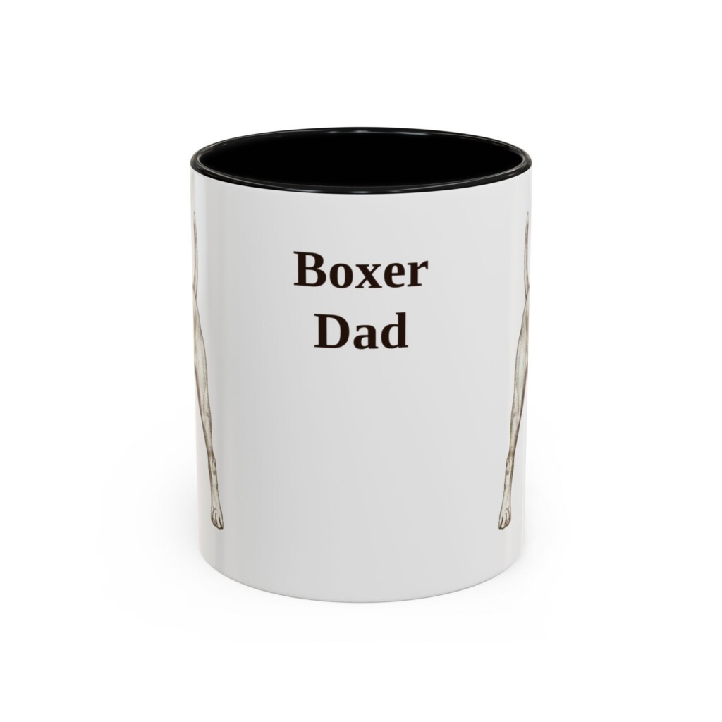 11oz Boxer Dog Dad Mug, Vintage Sketch Coffee Mug, Dog Dad Gift