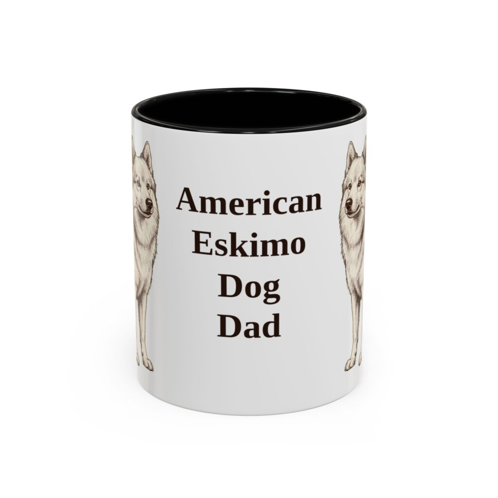 11oz American Eskimo Dog Dog Dad Mug, Vintage Sketch Coffee Mug, Dog Dad Gift