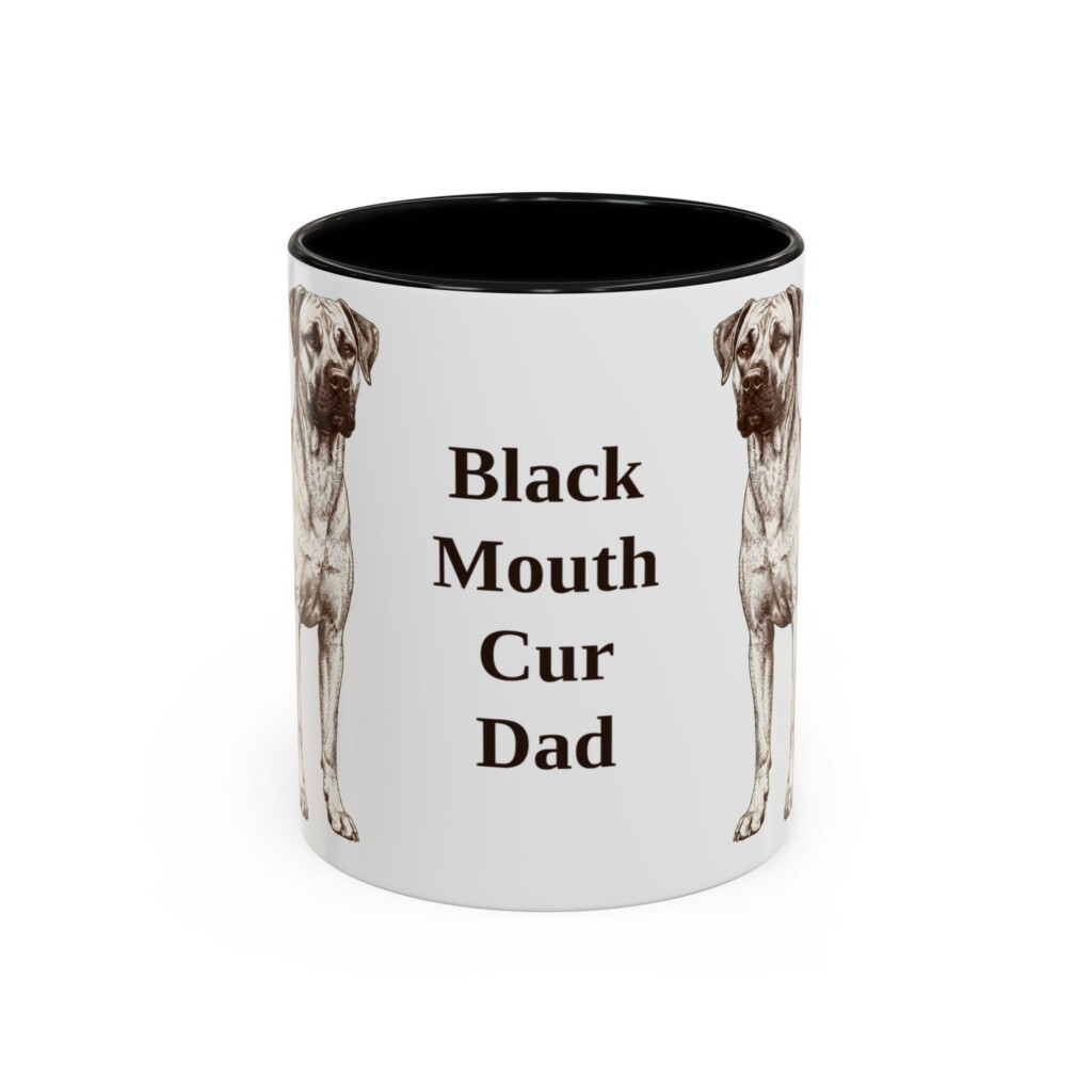 11oz Black Mouth Cur Dog Dad Mug, Vintage Sketch Coffee Mug, Dog Dad Gift