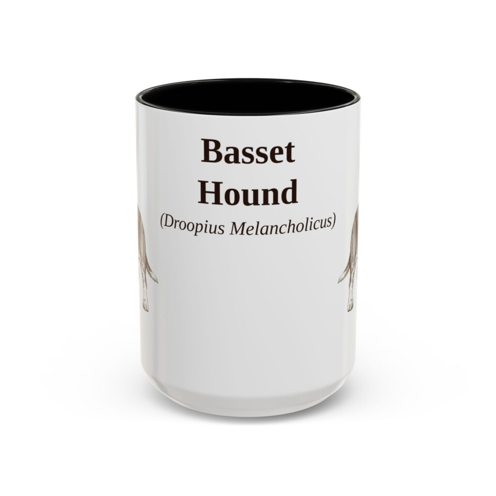 15oz Basset Hound Latin Mug, Vintage Dog Coffee Mug, Dog Lover Gift