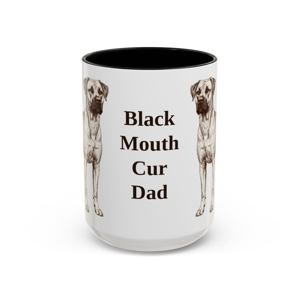 15oz Black Mouth Cur Dog Dad Mug, Vintage Sketch Coffee Mug, Dog Dad Gift
