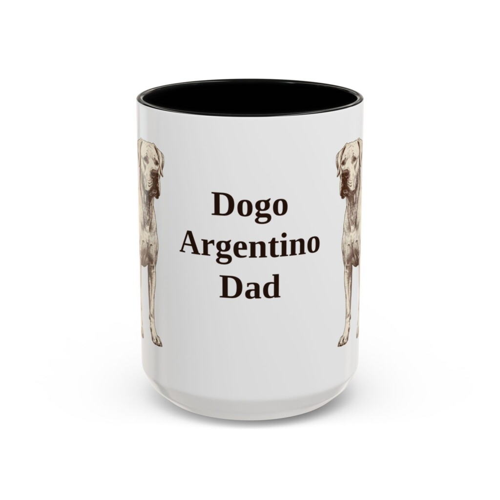 15oz Dogo Argentino Dog Dad Mug, Vintage Sketch Coffee Mug, Dog Dad Gift