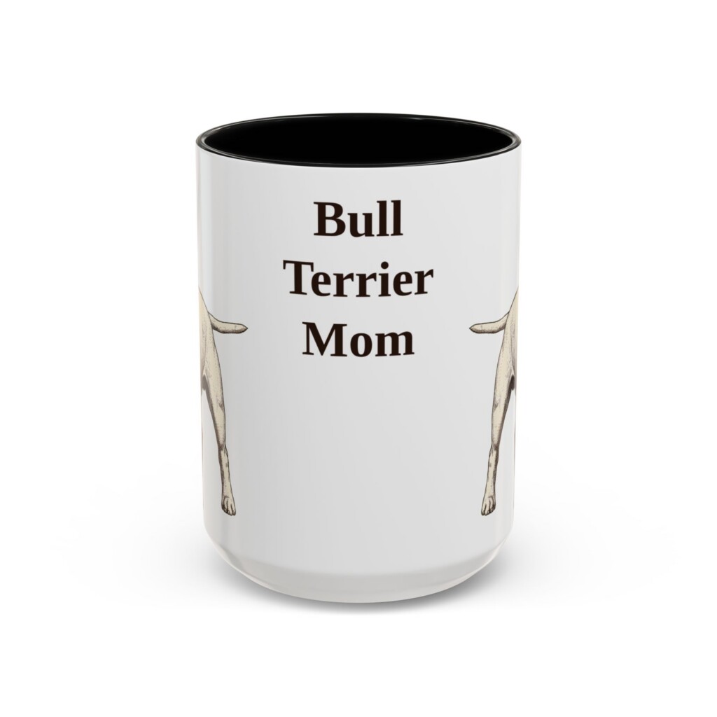 15oz Bull Terrier Dog Mom Mug, Vintage Sketch Coffee Mug, Dog Mom Gift