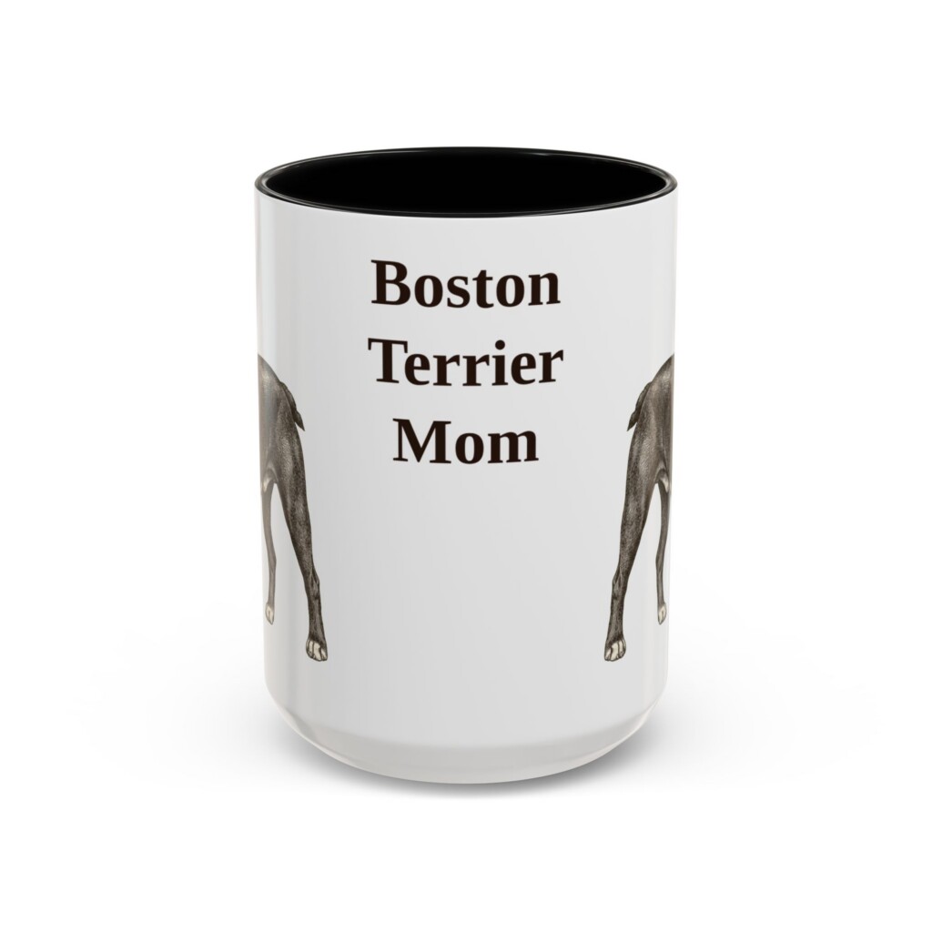 15oz Boston Terrier Dog Mom Mug, Vintage Sketch Coffee Mug, Dog Mom Gift