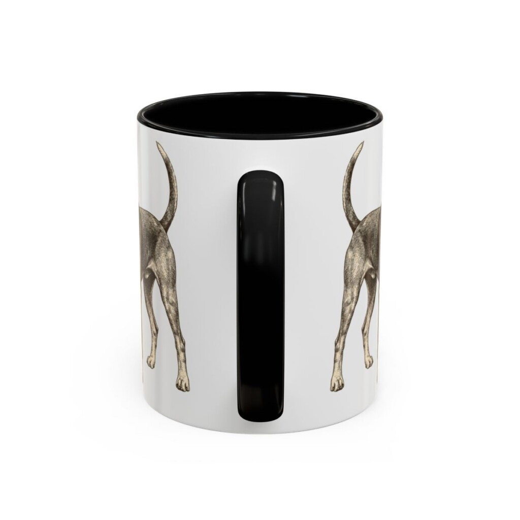 11oz American English Coonhound Mug, Black, back view