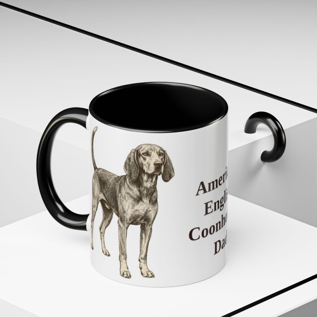 11oz American English Coonhound Dog Dad Mug, Black, lifestyle photo