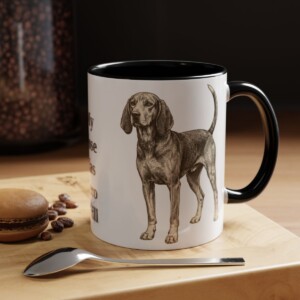 11oz Funny American English Coonhound Mug, Black, lifestyle photo