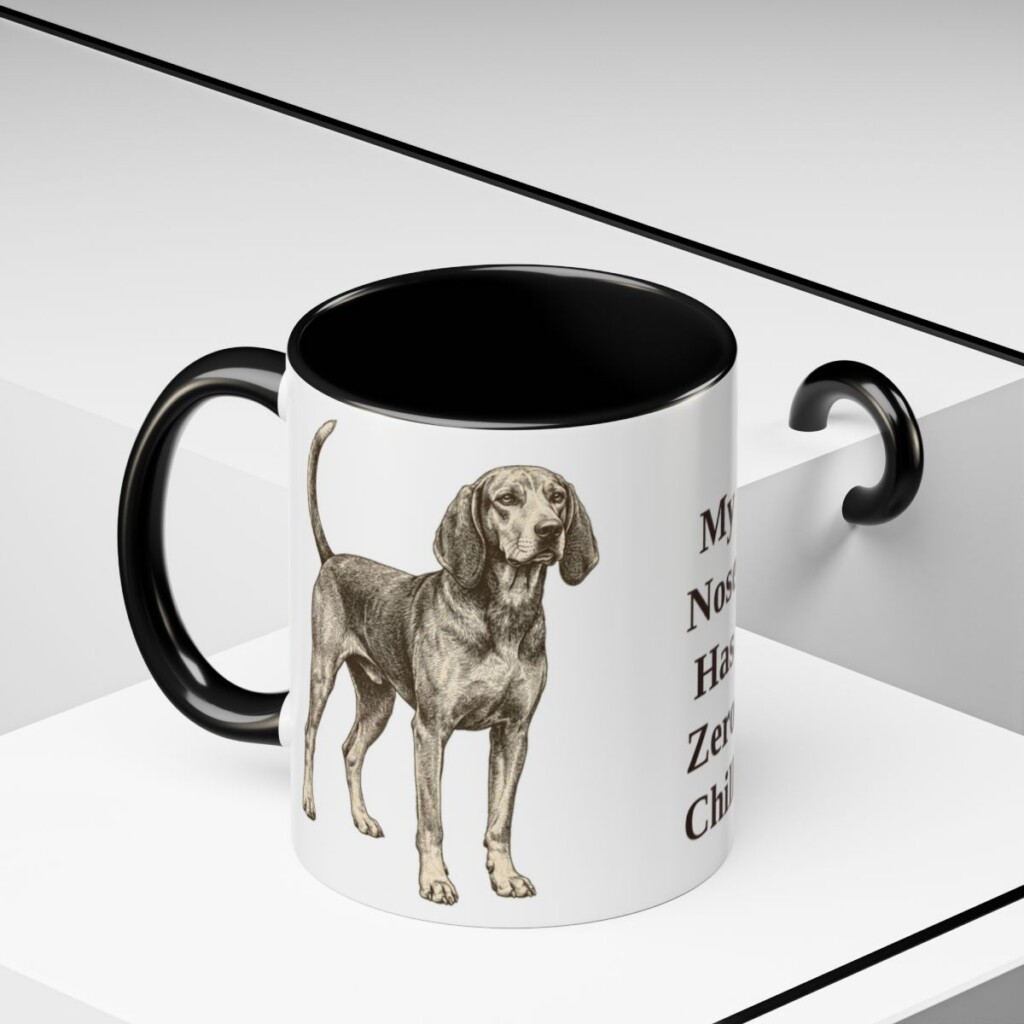 11oz Funny American English Coonhound Mug, Black, lifestyle photo
