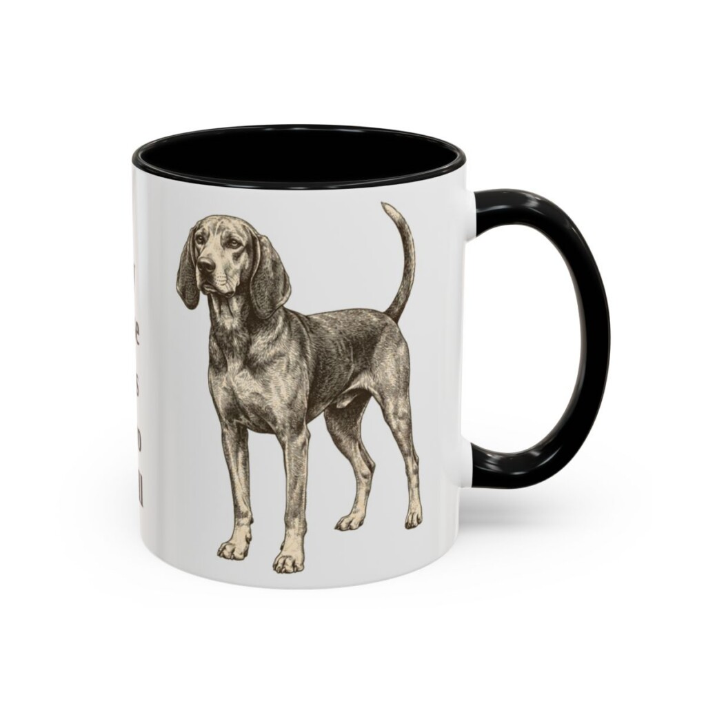 11oz Funny American English Coonhound Mug, Black, right side view