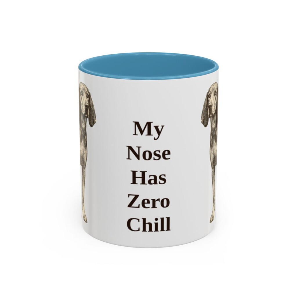 11oz Funny American English Coonhound Mug, Light Blue, front view