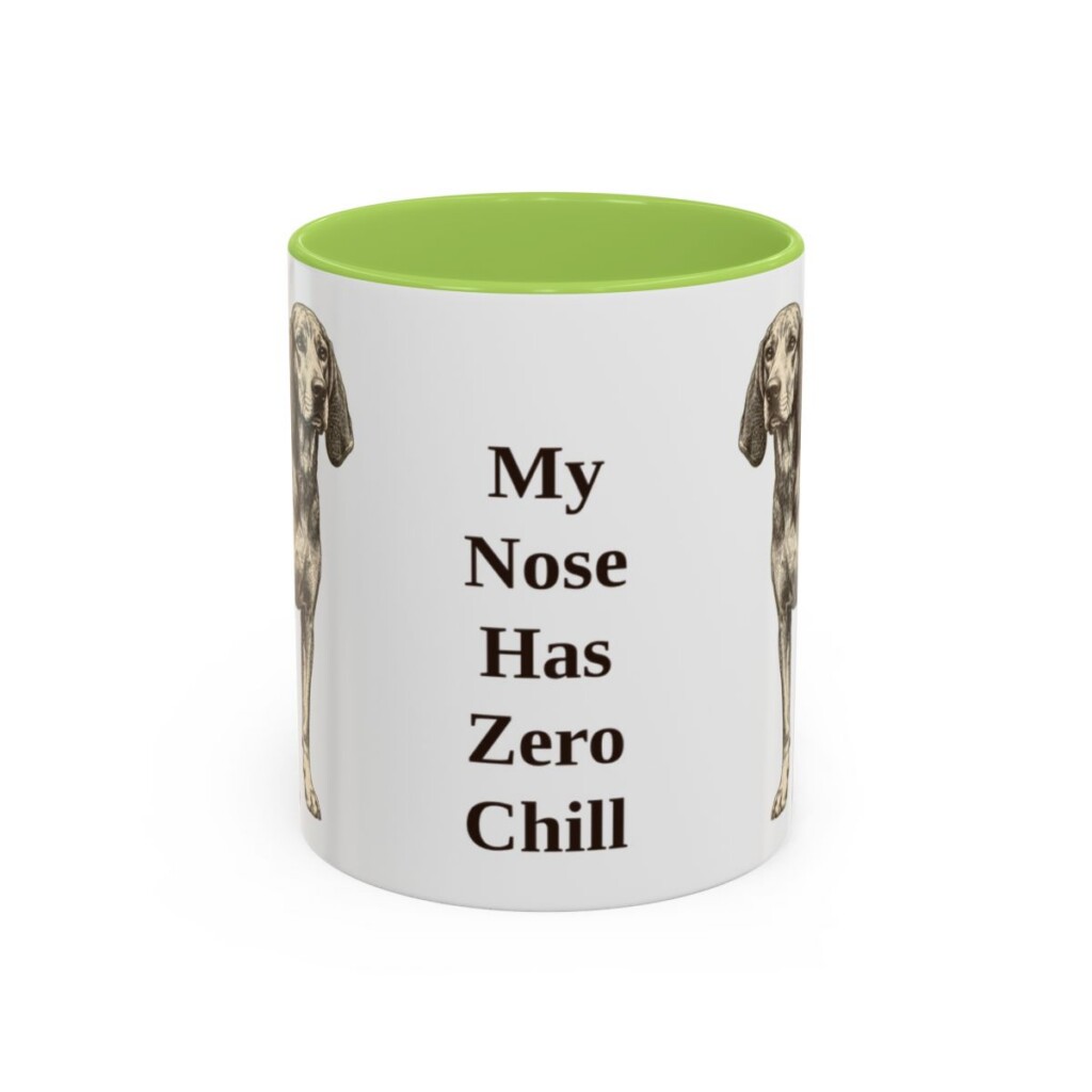11oz Funny American English Coonhound Mug, Light Green, front view