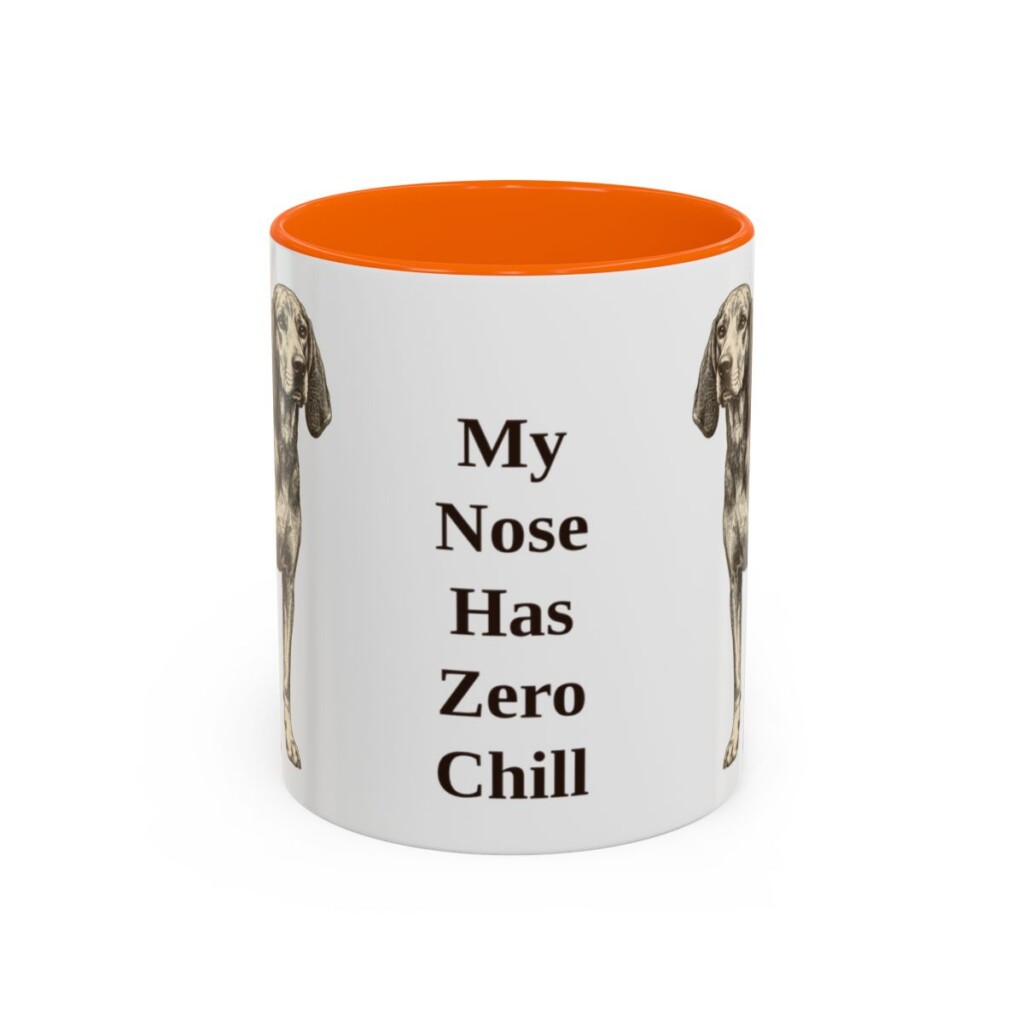 11oz Funny American English Coonhound Mug, Orange, front view