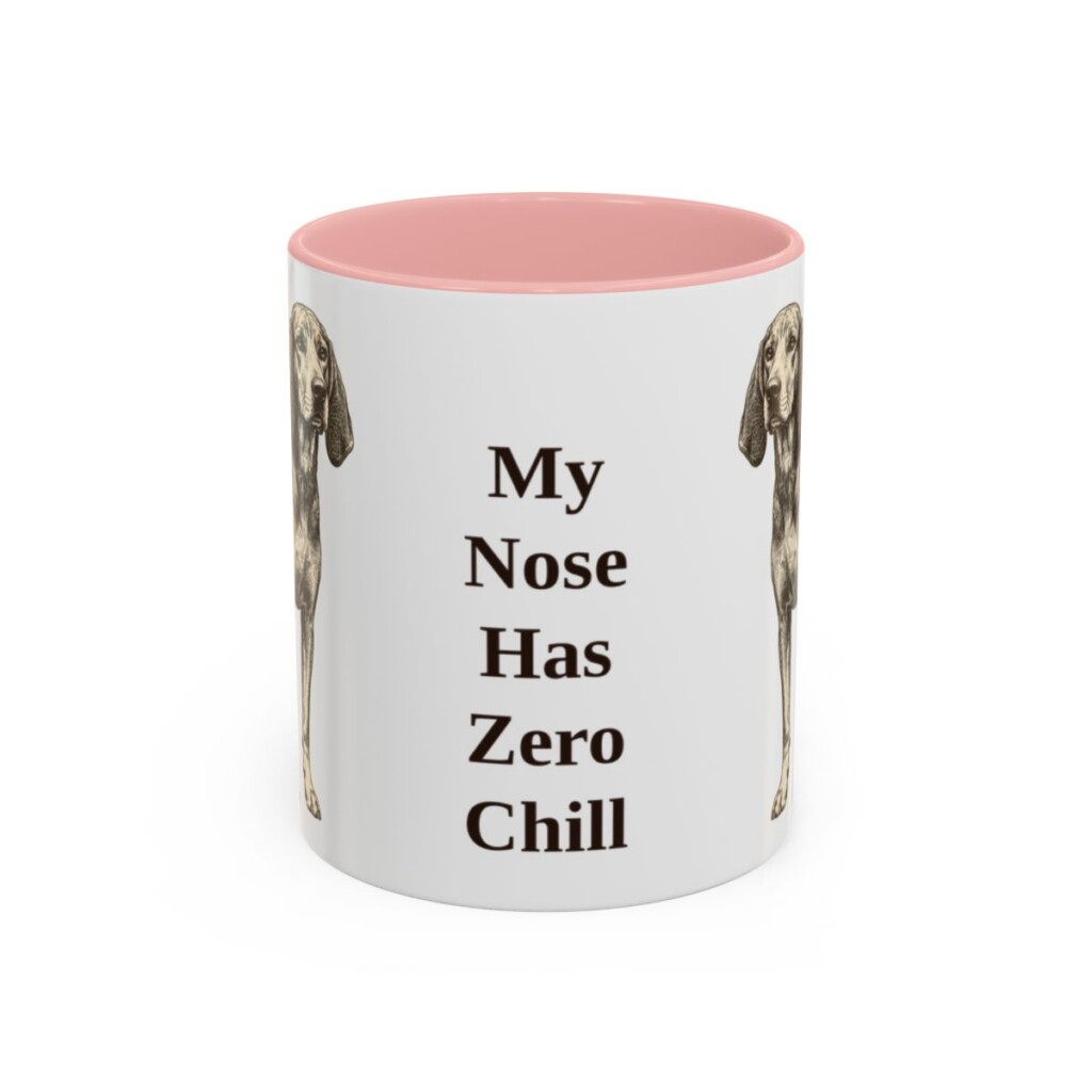 11oz Funny American English Coonhound Mug, Pink, front view