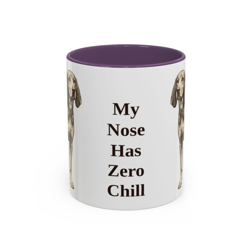 11oz Funny American English Coonhound Mug, Purple, front view
