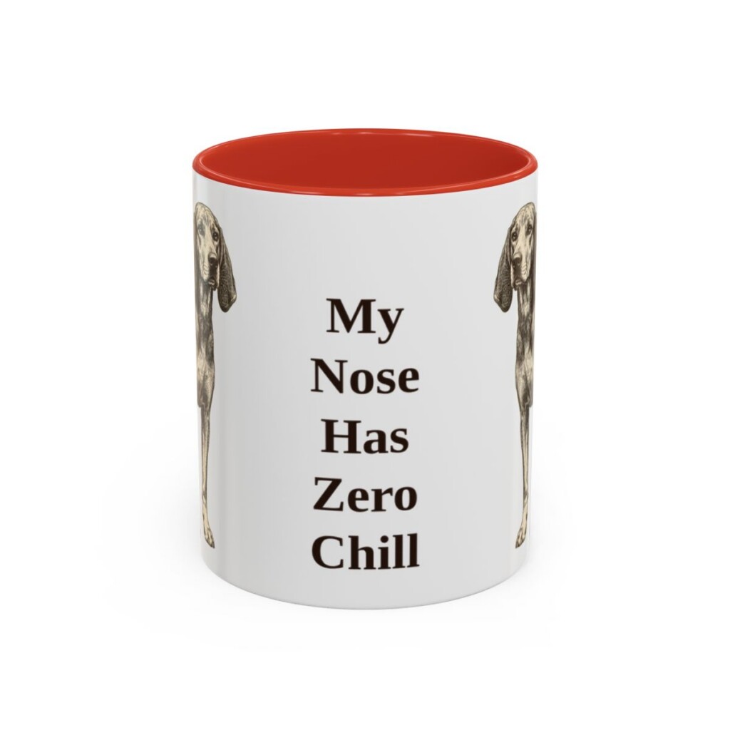 11oz Funny American English Coonhound Mug, Red, front view