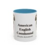 11oz American English Coonhound Latin Mug, Light Blue, front view