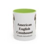 11oz American English Coonhound Latin Mug, Light Green, front view