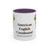 11oz American English Coonhound Latin Mug, Purple, front view