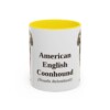 11oz American English Coonhound Latin Mug, Yellow, front view