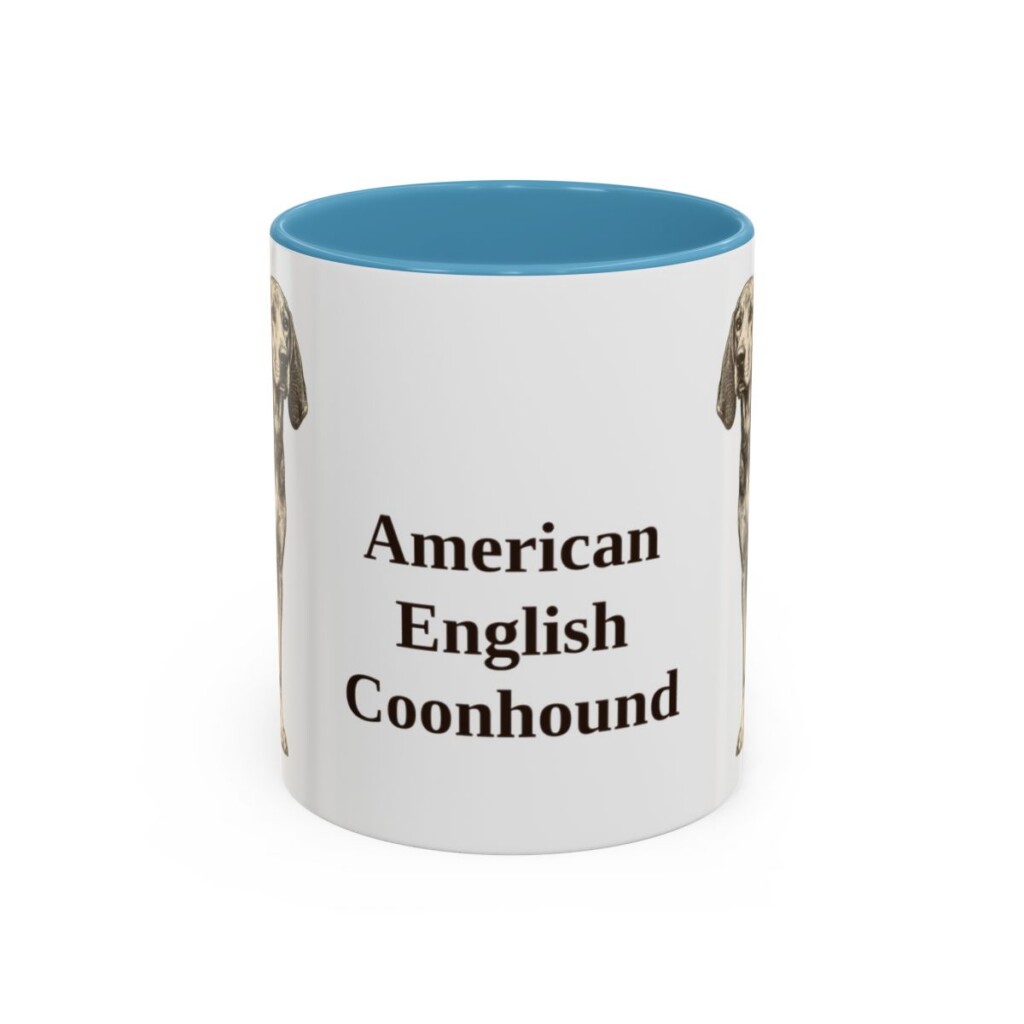 11oz American English Coonhound Mug, Light Blue, front view