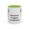 11oz American English Coonhound Mug, Light Green, front view