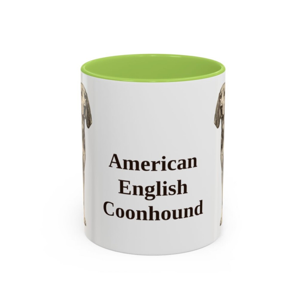 11oz American English Coonhound Mug, Light Green, front view