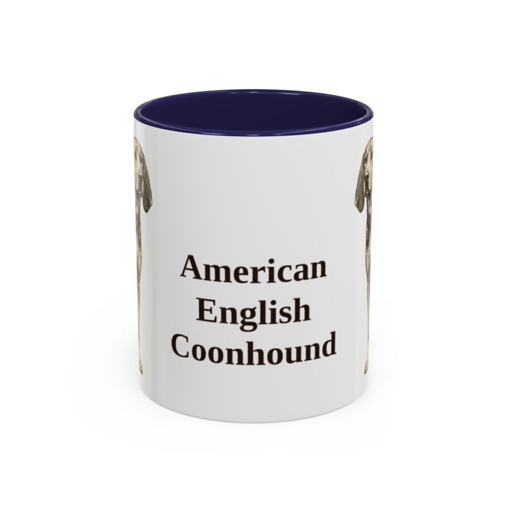 11oz American English Coonhound Mug, Navy, front view