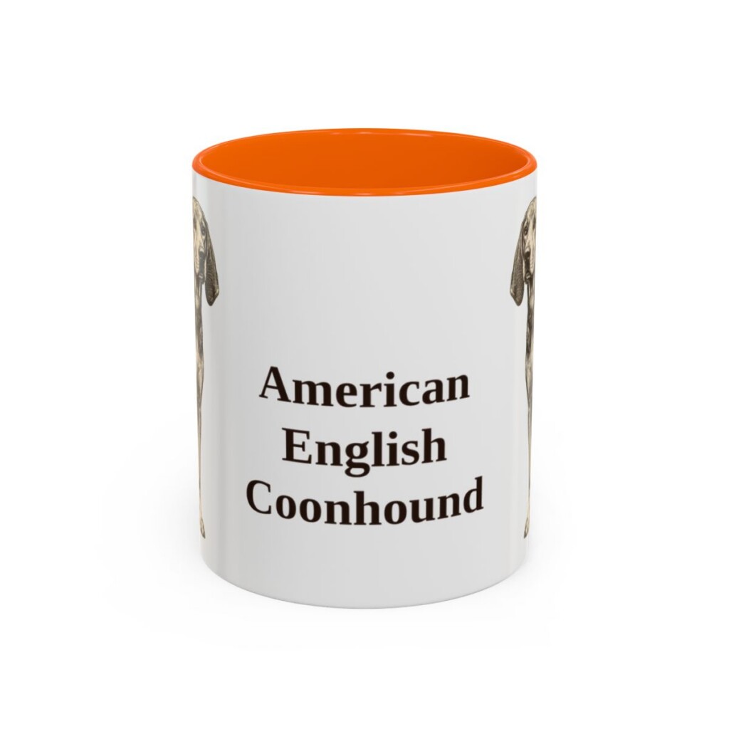 11oz American English Coonhound Mug, Orange, front view
