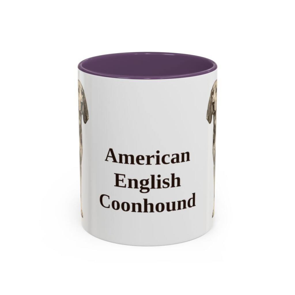 11oz American English Coonhound Mug, Purple, front view