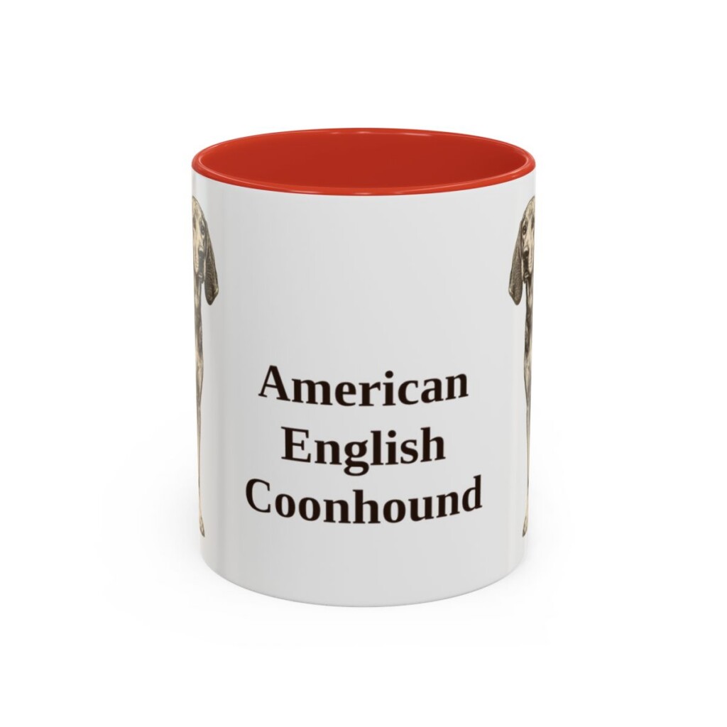 11oz American English Coonhound Mug, Red, front view