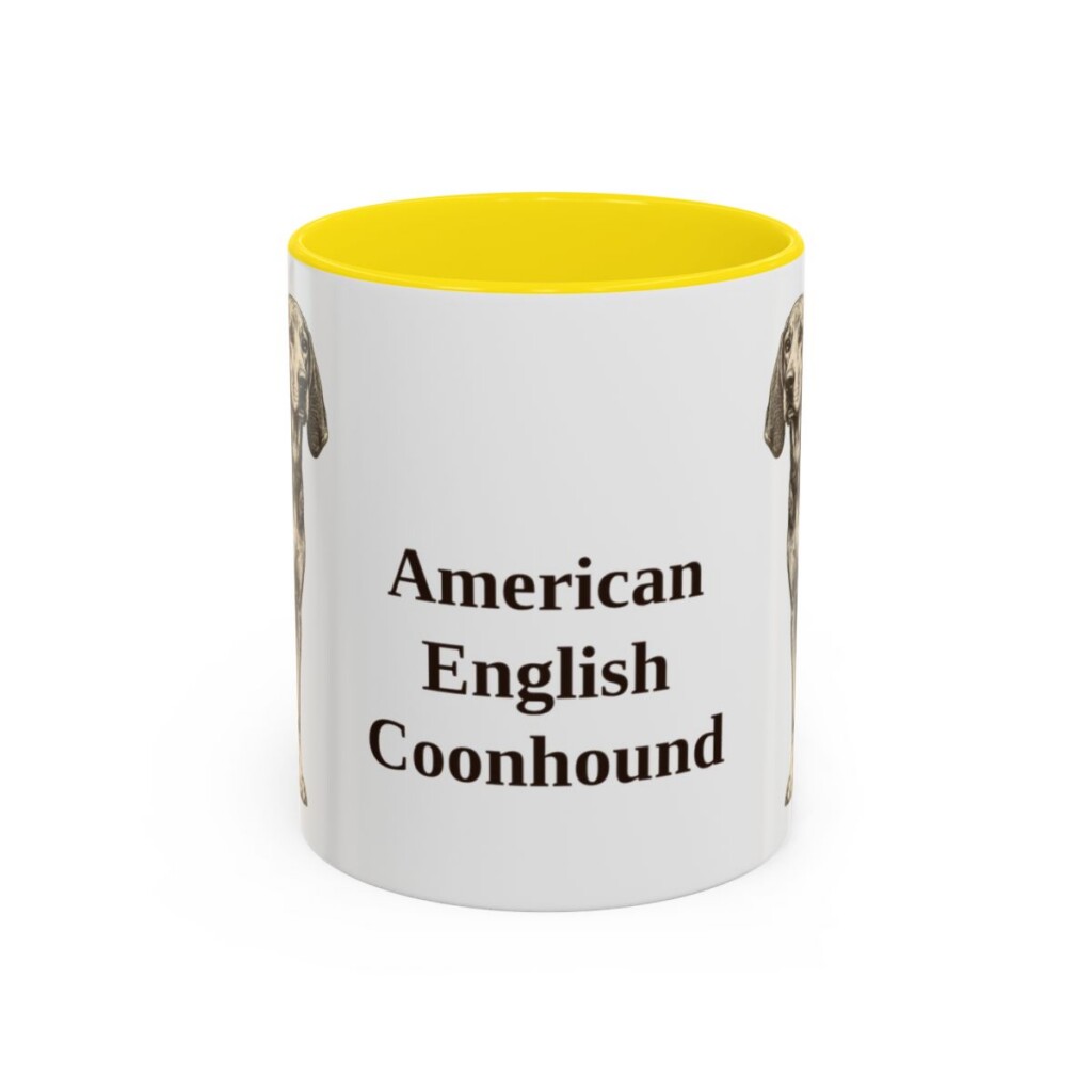 11oz American English Coonhound Mug, Yellow, front view