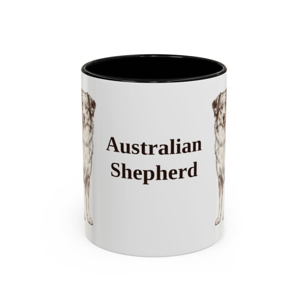 11oz Australian Shepherd Mug, Black, front view