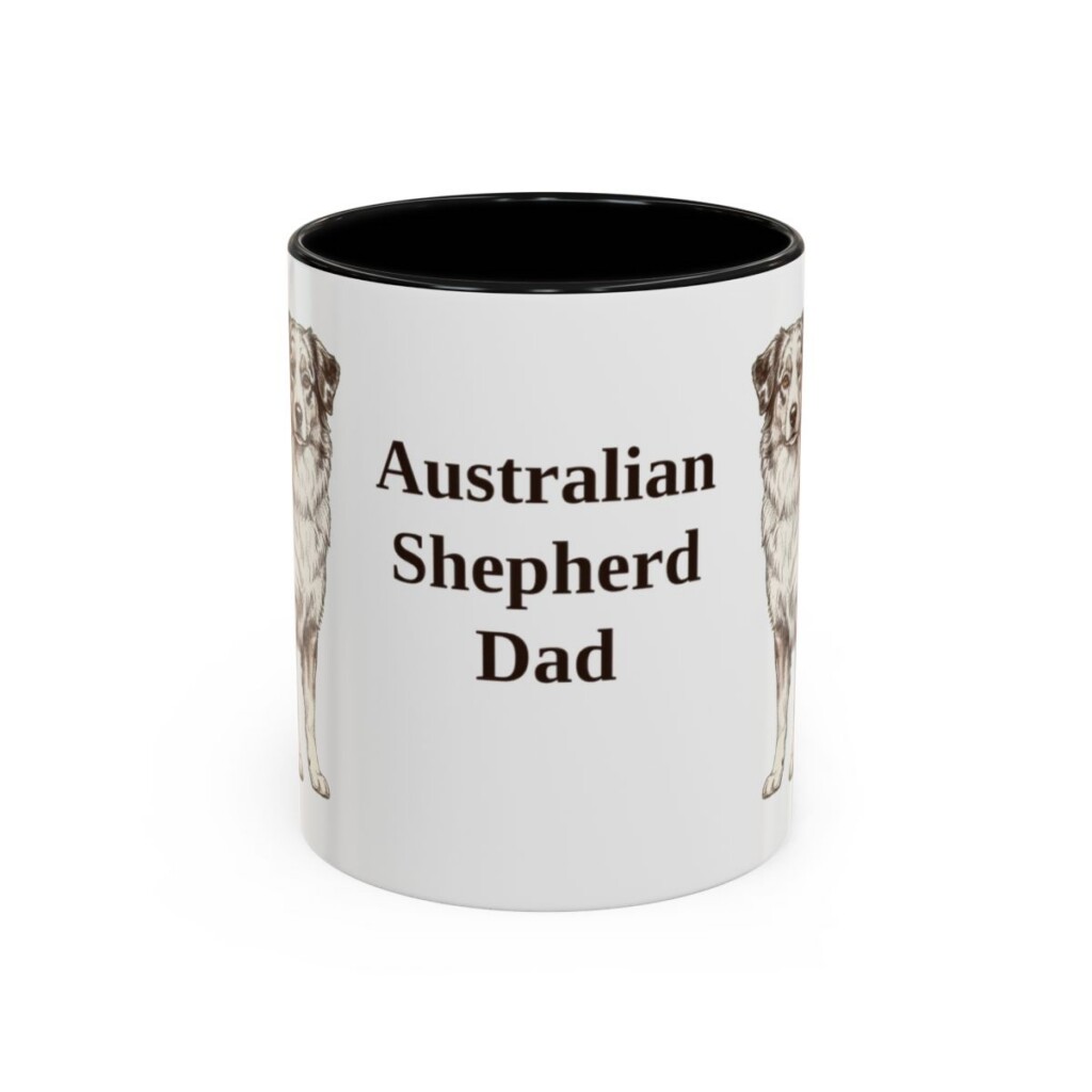 11oz Australian Shepherd Dog Dad Mug, Black, front view