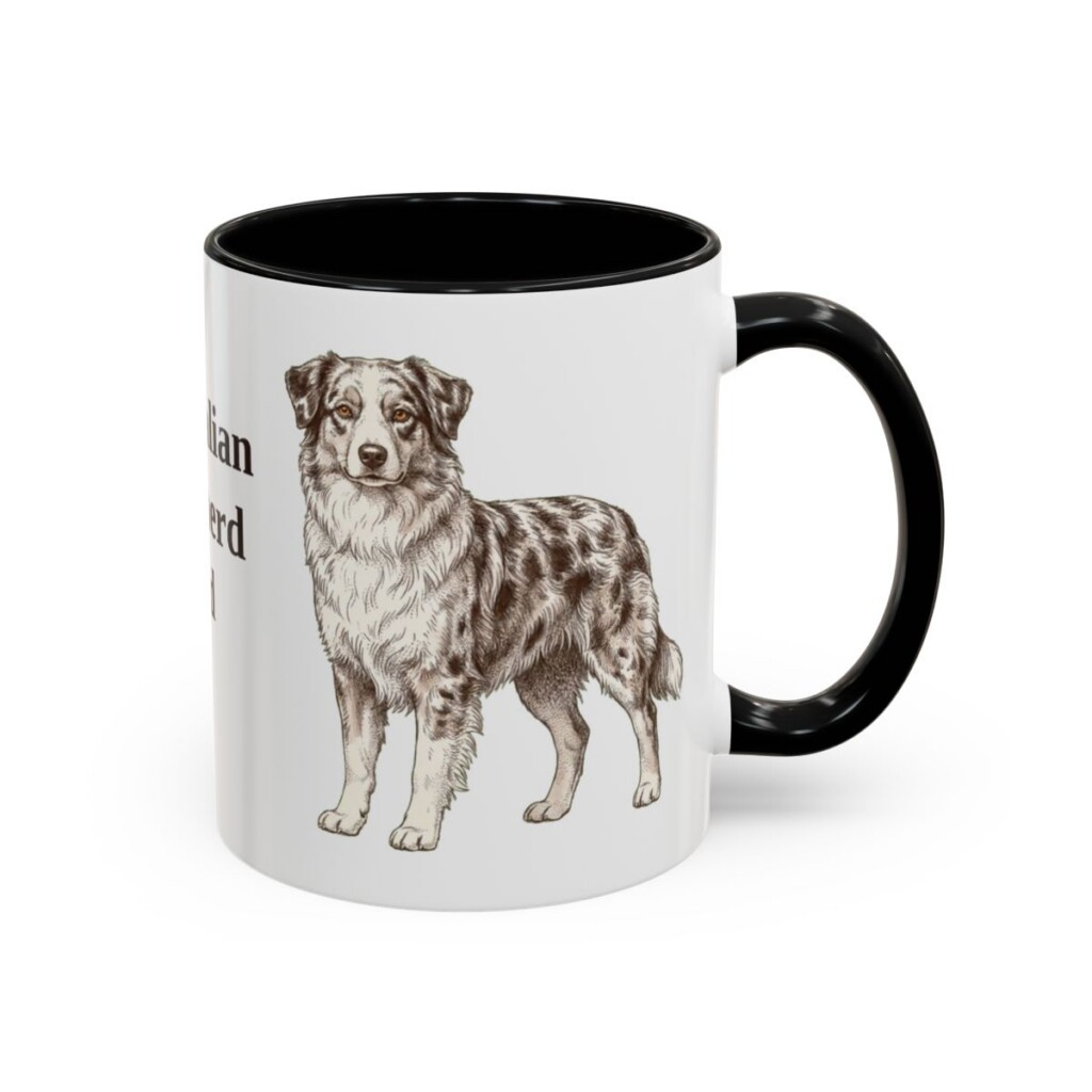 11oz Australian Shepherd Dog Dad Mug, Black, right side view