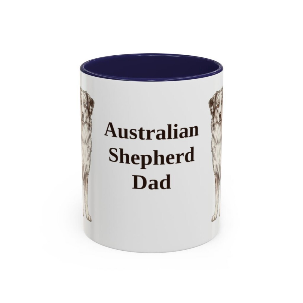 11oz Australian Shepherd Dog Dad Mug, Navy, front view
