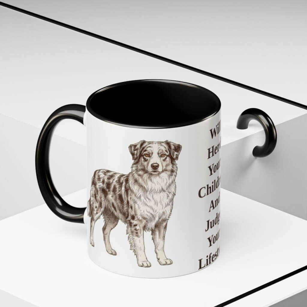 11oz-australian-shepherd-mug-humor-black-context-2 11oz Funny Australian Shepherd Mug, Black, lifestyle photo
