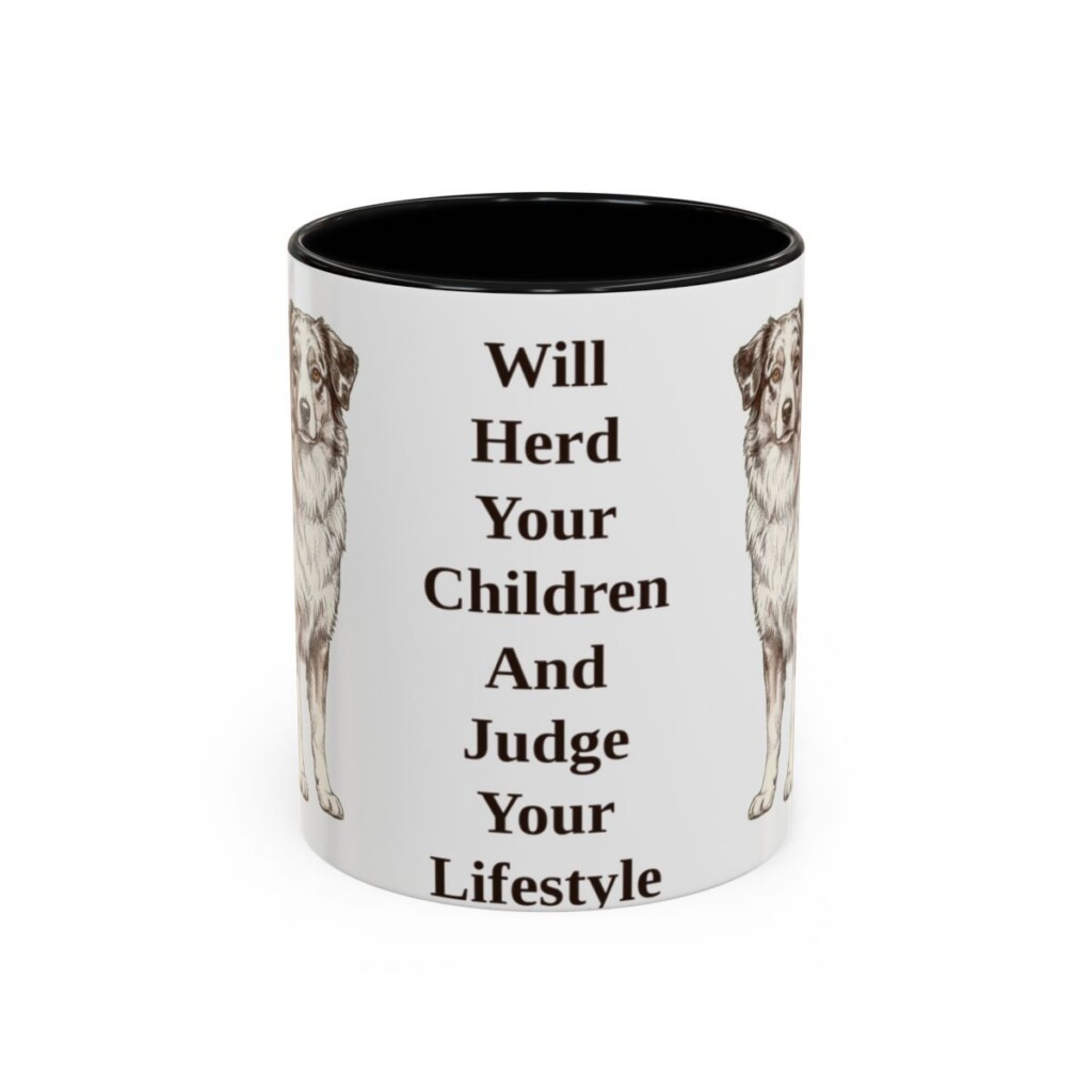 11oz-australian-shepherd-mug-humor-black-front 11oz Funny Australian Shepherd Mug, Black, front view