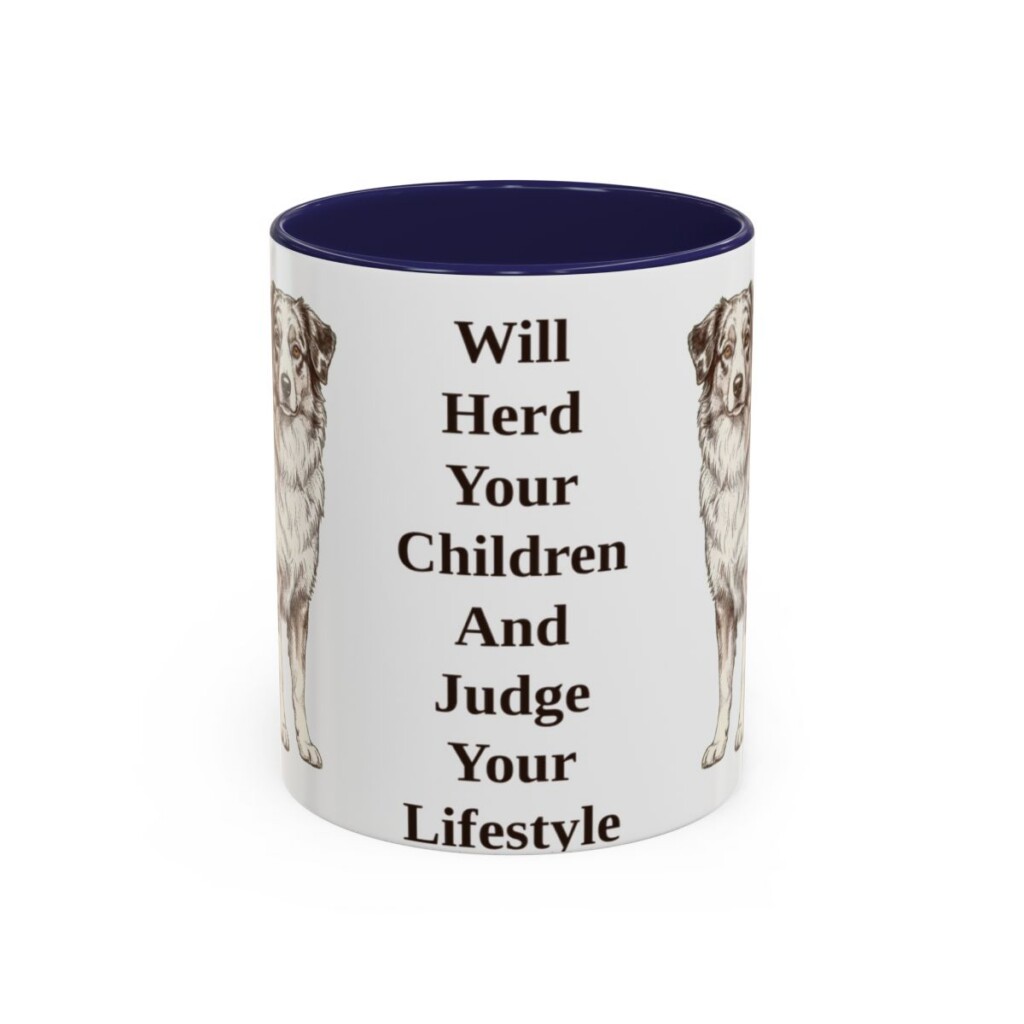 11oz-australian-shepherd-mug-humor-navy 11oz Funny Australian Shepherd Mug, Navy, front view