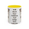 11oz-australian-shepherd-mug-humor-yellow 11oz Funny Australian Shepherd Mug, Yellow, front view