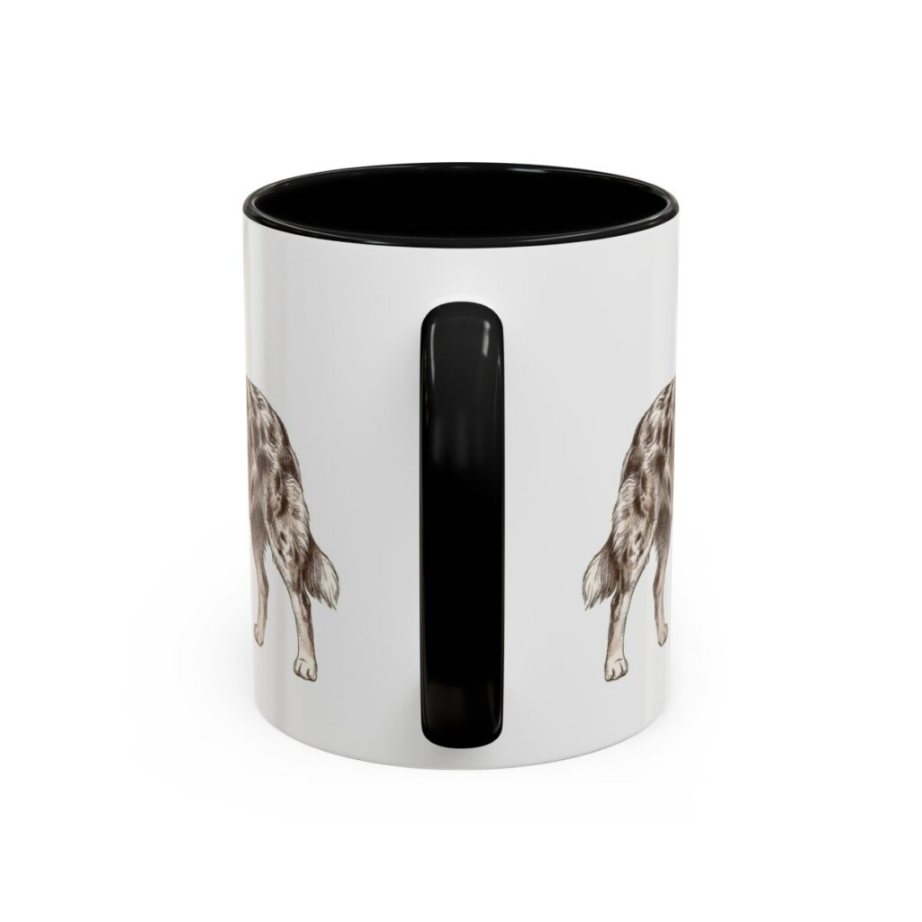 11oz Australian Shepherd Latin Mug, Black, back view