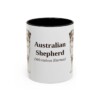 11oz Australian Shepherd Latin Mug, Black, front view
