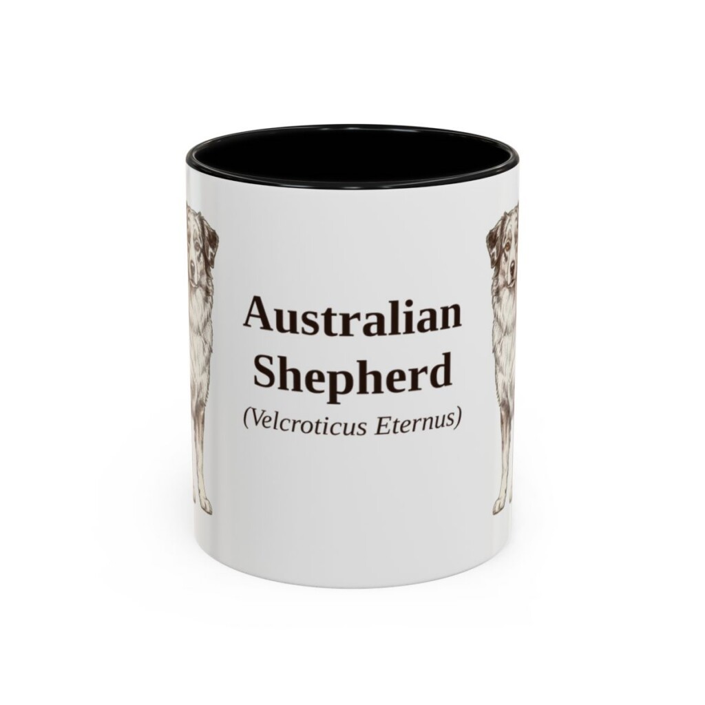 11oz Australian Shepherd Latin Mug, Black, front view